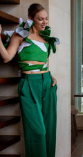 Tina Sateen shirt ( Green, White)