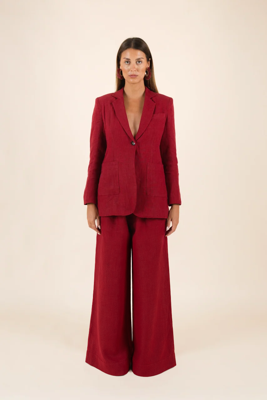 Maddie linen pants in red