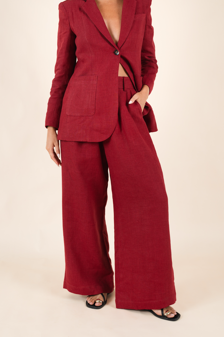 Maddie linen pants in red