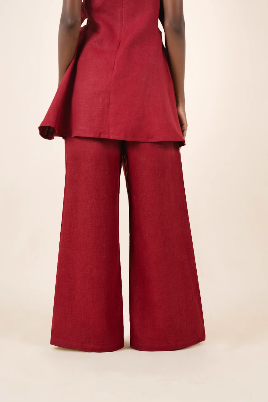 Bessi linen pants in red