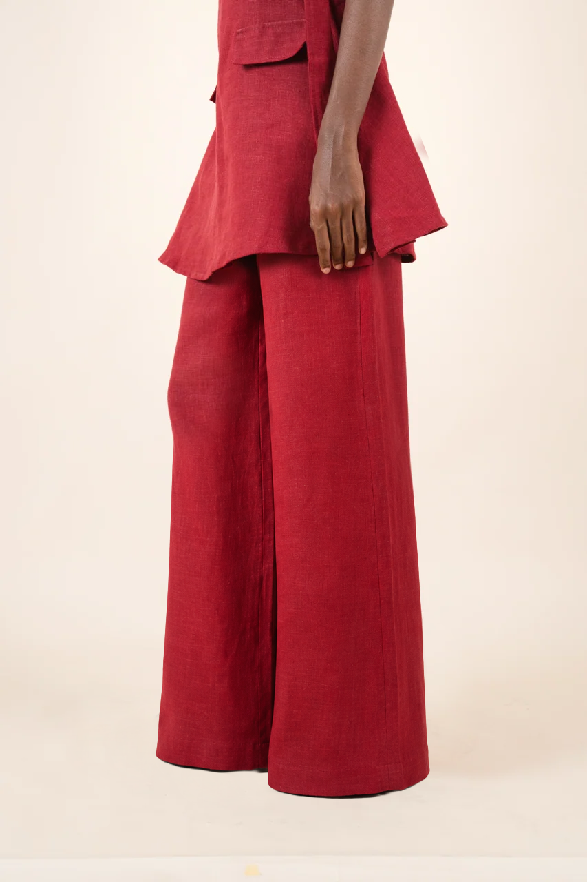 Bessi linen pants in red