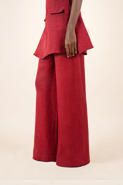 Bessi linen pants in red