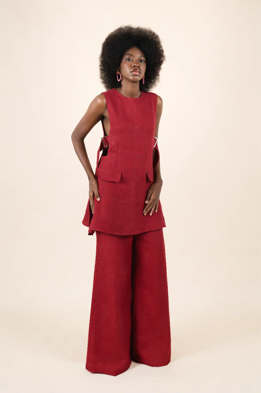Bessi linen pants in red
