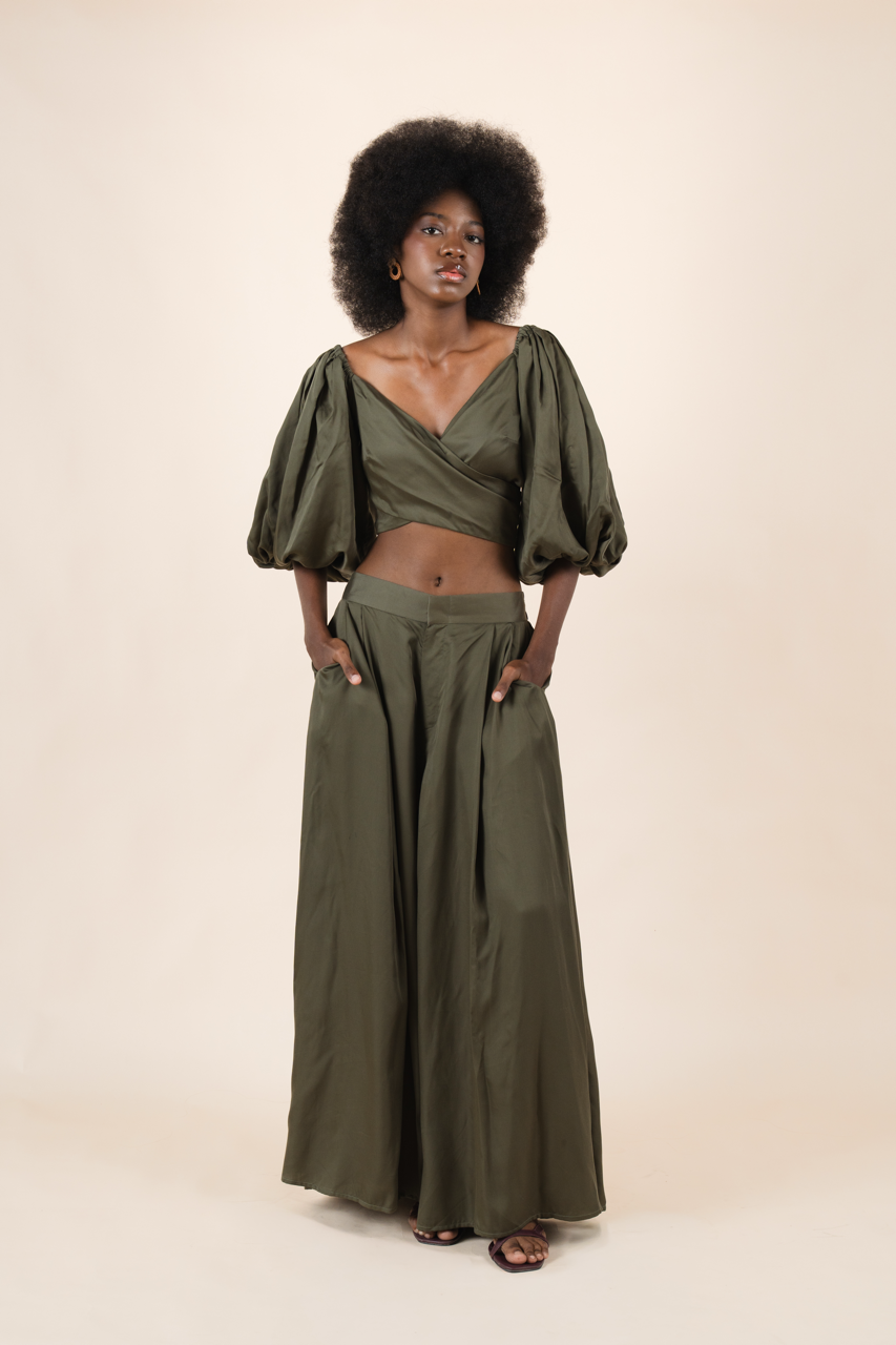Olive wide leg pants