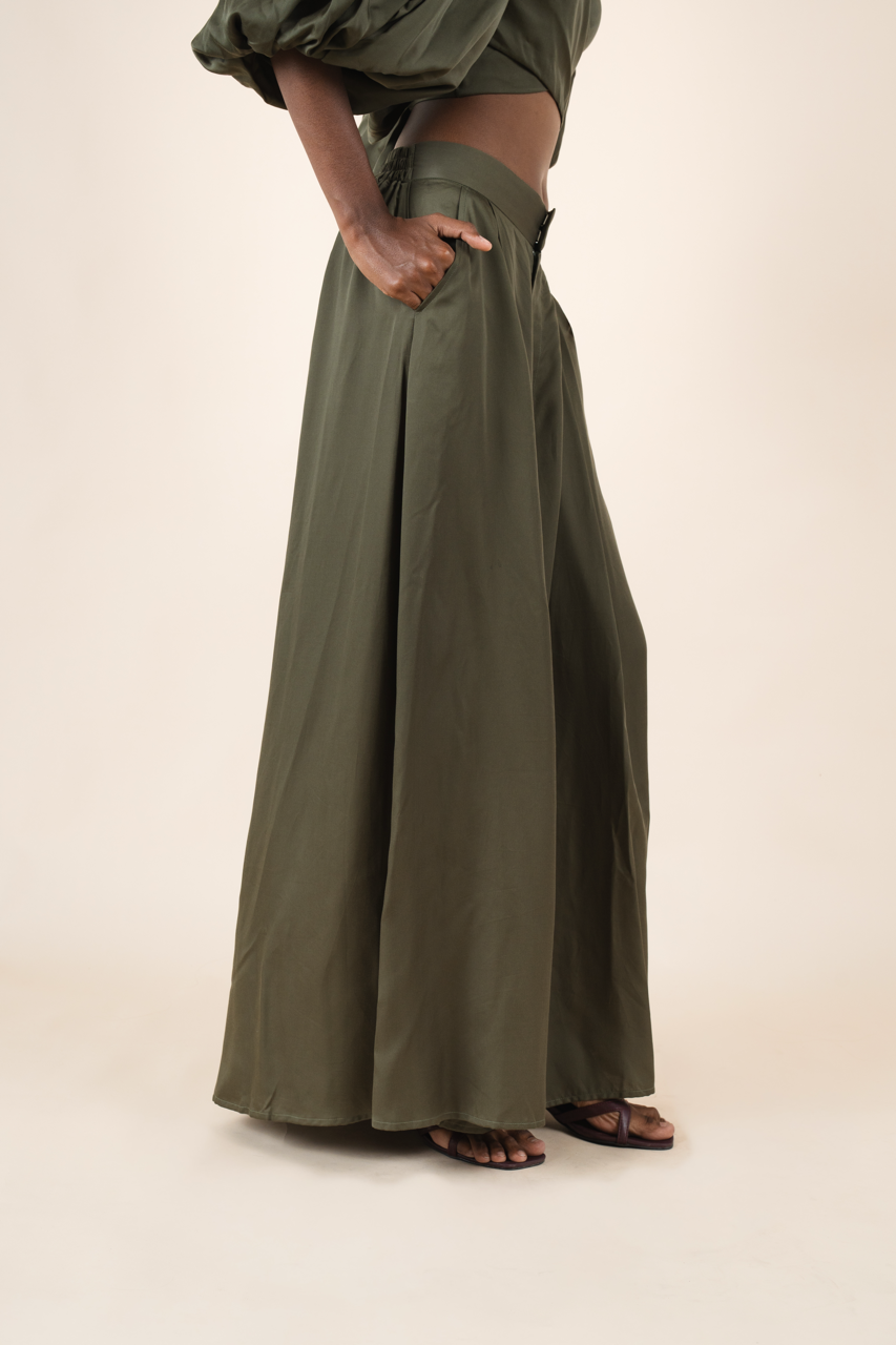 Olive wide leg pants