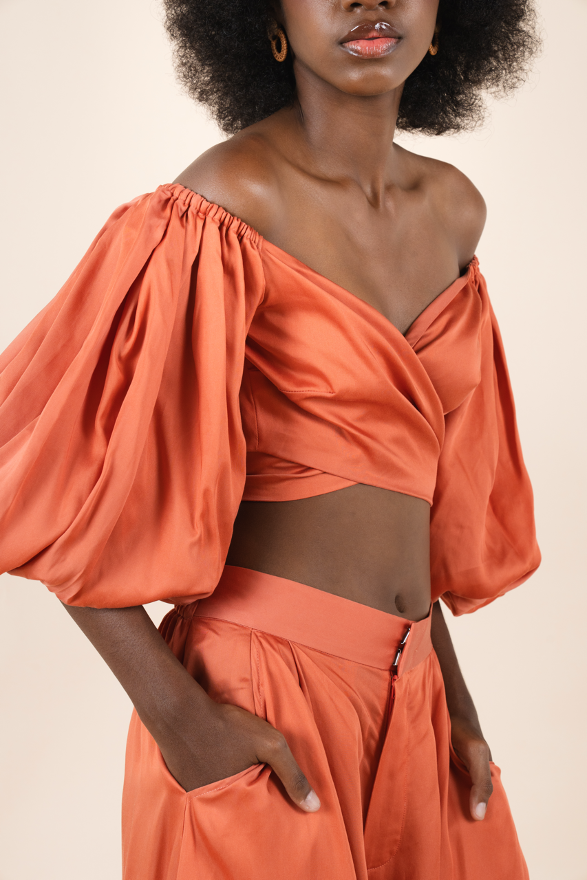 Laura wrap cropped top