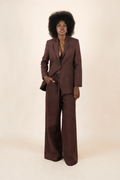 Maddie linen pants in chocolate brown
