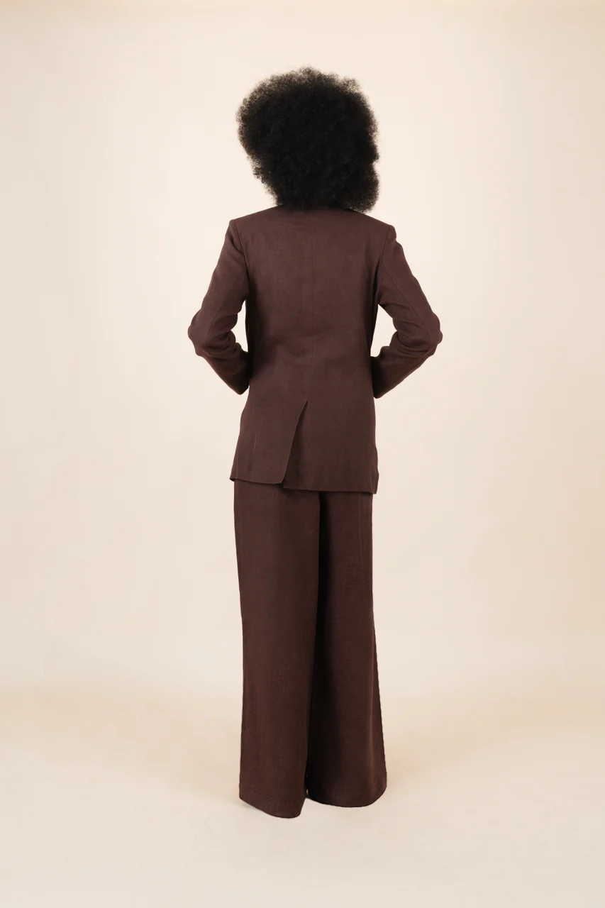Maddie linen pants in chocolate brown